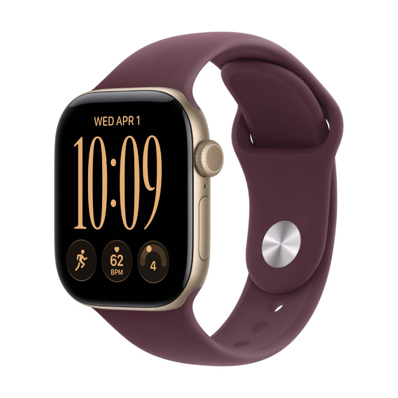Apple Watch Series 12, 42 mm, Light Gold Aluminum Burgundy Sport Band M/L